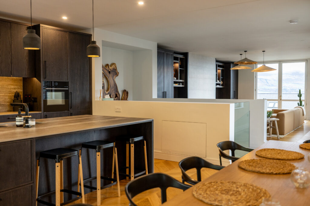 Kitchen-Island-Dining Table - shot into Living area